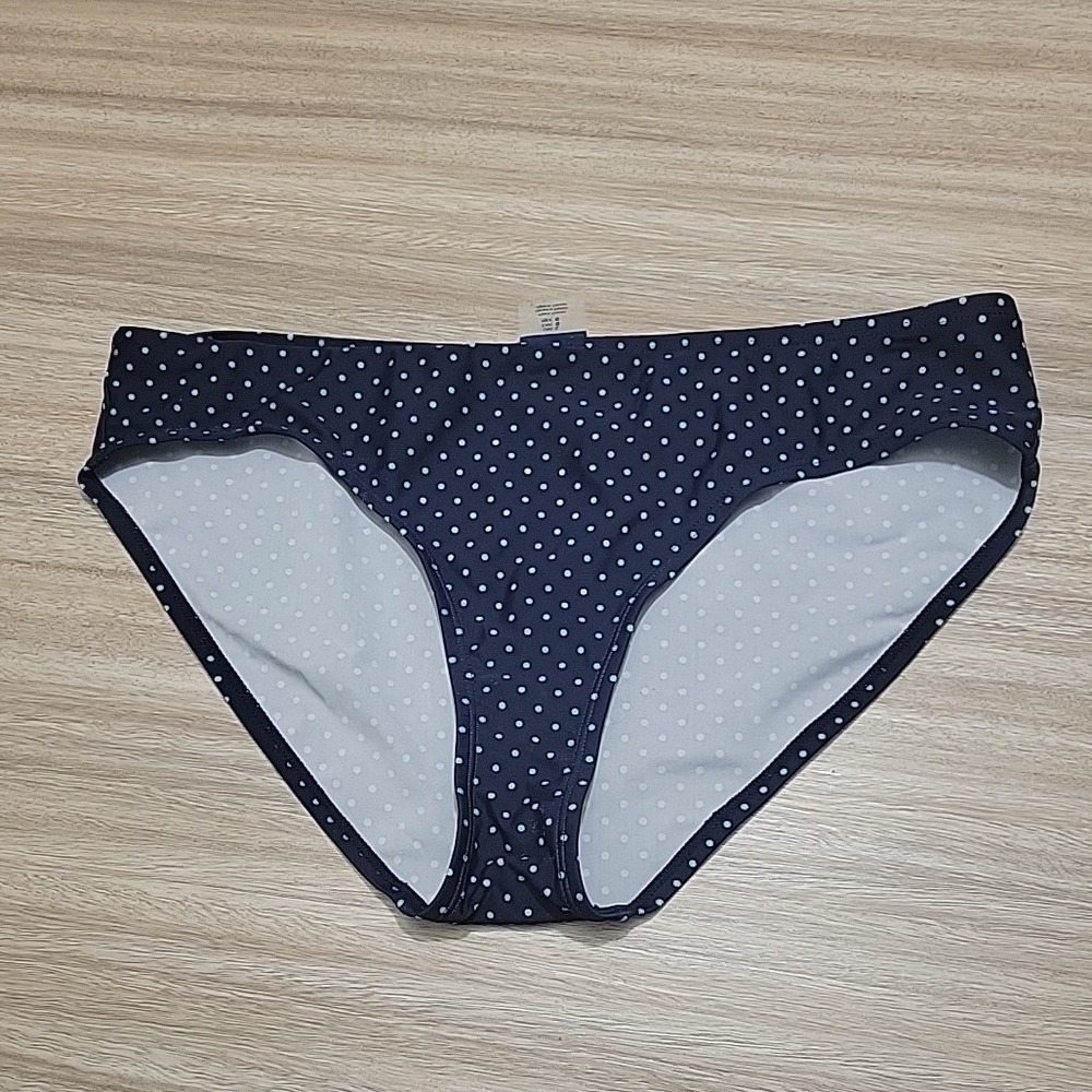 Beach Bump Motherhood Maternity Navy Polka Dot Bikini Bottoms Size Large 93330